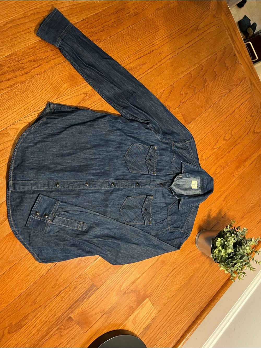GAP Dark Blue Denim Button-Down Shirt